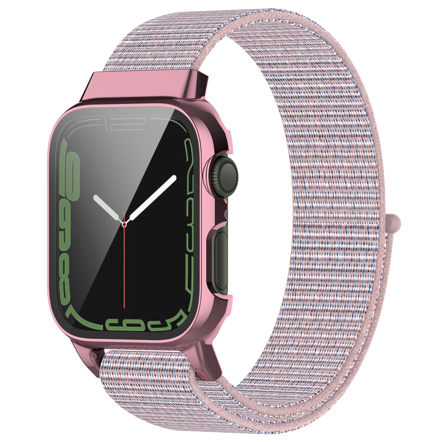 Loop Fastener Nylon Watch Band Strap + Tempered Glass Film Electroplating PC Watch Case Cover for Apple Watch Series 7 45mm Loop Fastener Nylon Watch Band Strap + Tempered Glass Film Electroplating PC Watch Case Cover for Apple Watch Series 7 45mm